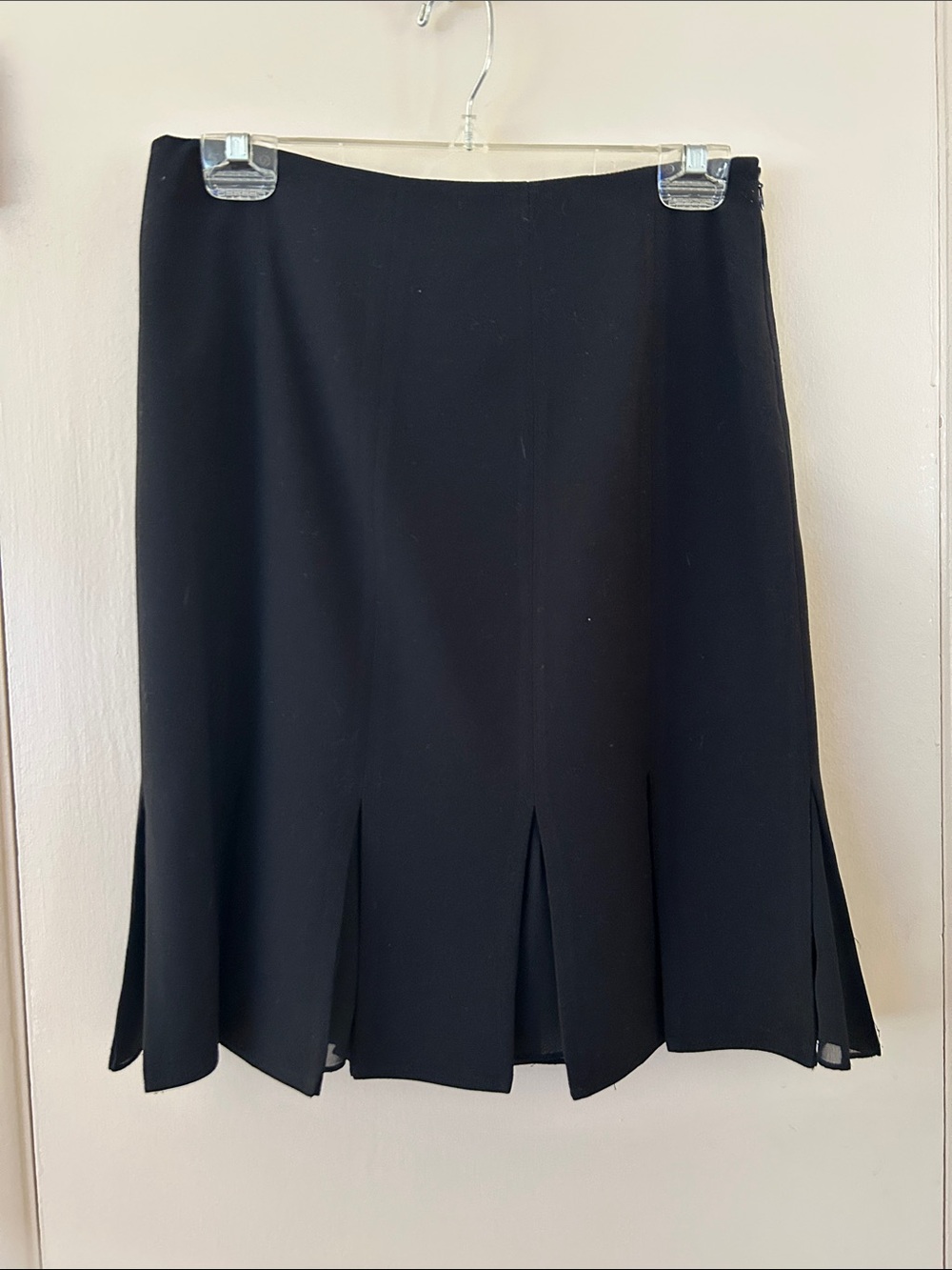 Women's Black A-Line Skirt with Front Panel Slits